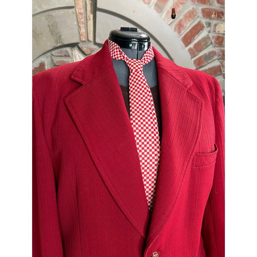 tie skinny checked groovy 1960s red white